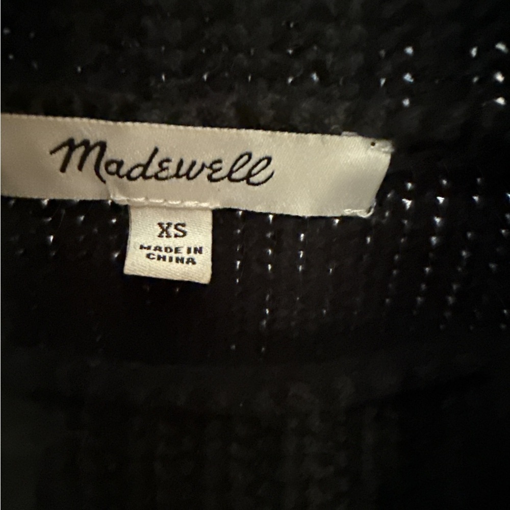 Madewell Black Merino Wool Blend Cropped Turtleneck Sweater Size XS Cozy - Picture 4 of 5